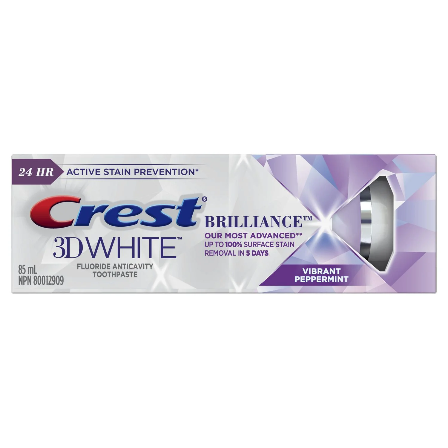 Crest 3D White Brilliance Toothpaste, Vibrant Peppermint - 85 ml