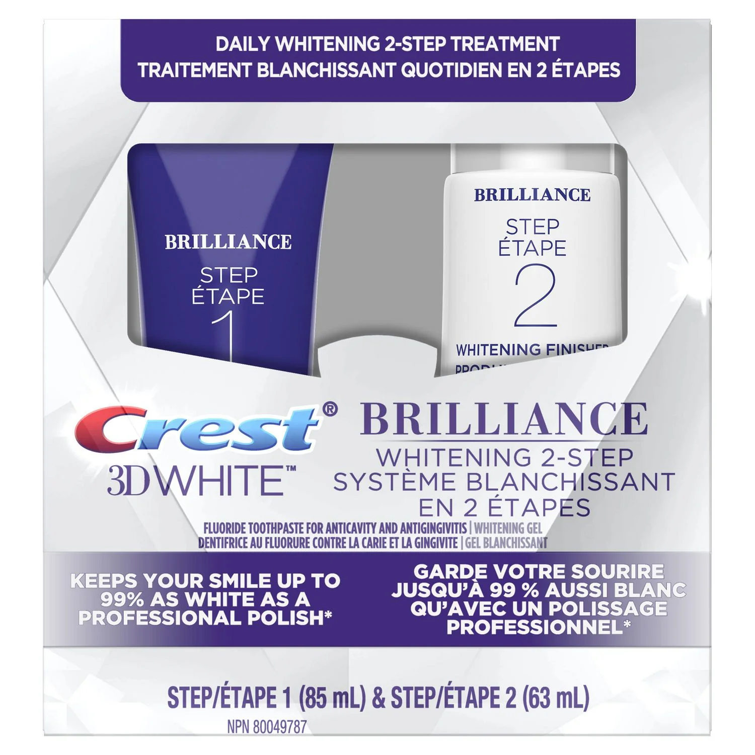 Crest 3D White Brilliance + Whitening Two-step Toothpaste - 1 kit