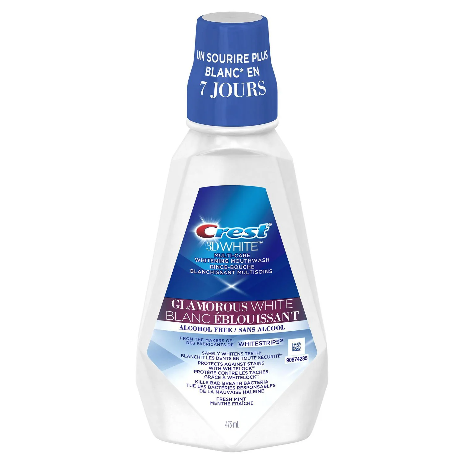 Crest 3D White, Glamorous White, Alcohol Free, Fresh Min - 473 mL