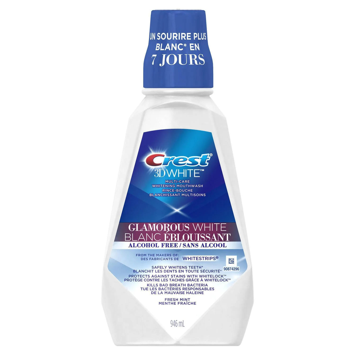 Crest 3D White, Glamorous White, Alcohol Free, Fresh Min - 473 mL - Image 2
