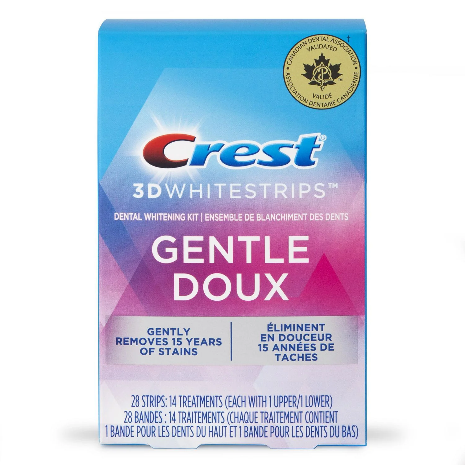 Crest 3D Whitestrips Gentle At-home Teeth Whitening Kit -14 units