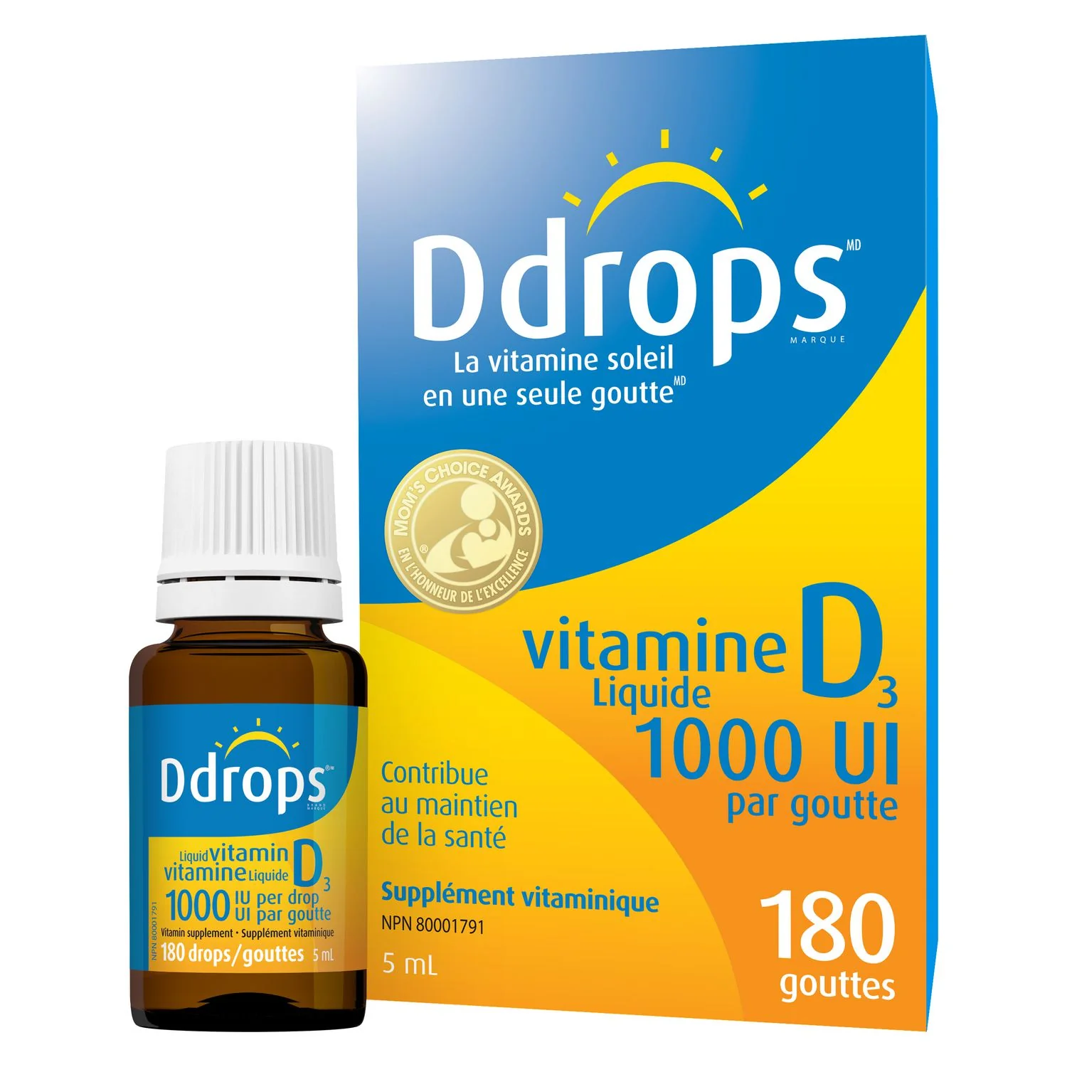 Ddrops Liquid Vitamin D3 1000 IU - 180 drops