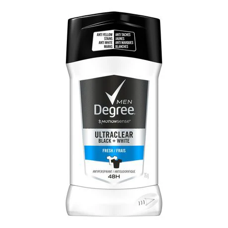 Degree Men Motion Sense Antiperspirant, Ultraclear Black + White, Fresh - 76 g