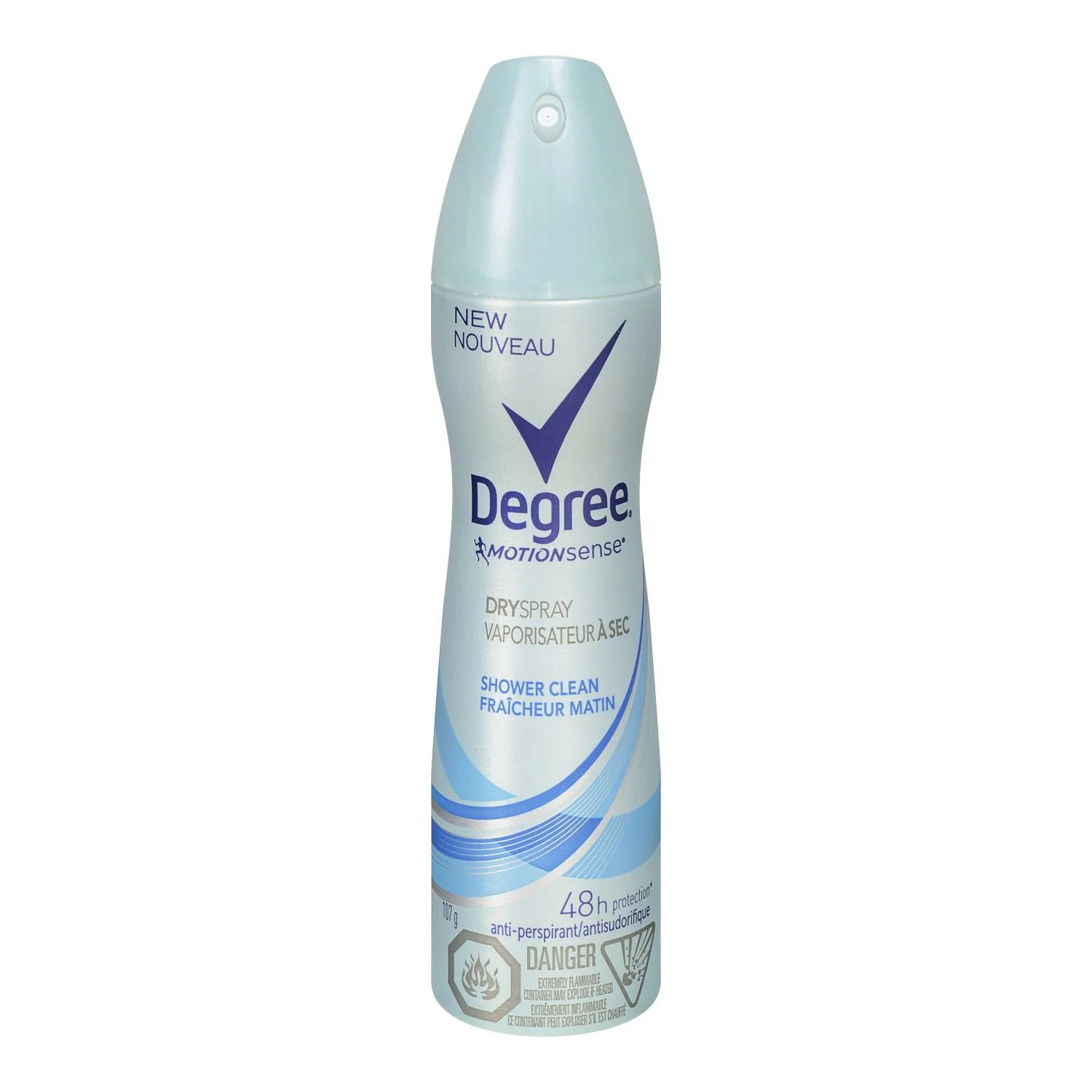 Degree Motion Sense Dry Spray Antiperspirant, Shower Clean - 107 g