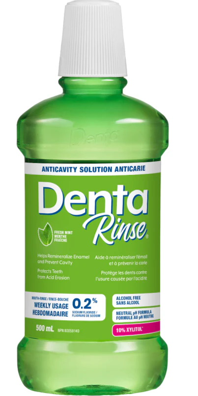 Denta-Rinse 0.2% Sodium Fluoride Anticavity Mouthwash, Fresh Mint - 500 ml
