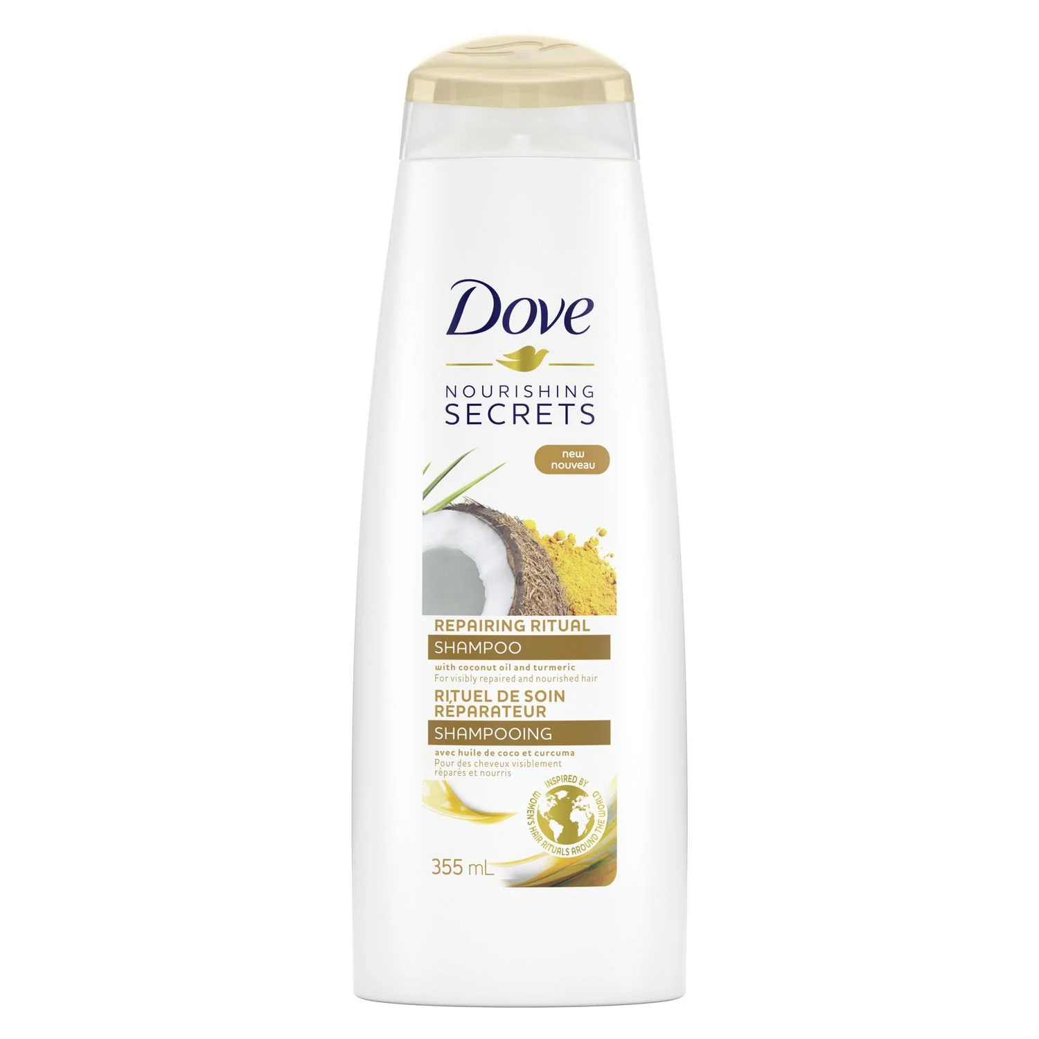 Dove Nourishing Secrets Repairing Shampoo, Coconut Oil & Turmeric - 355 ml