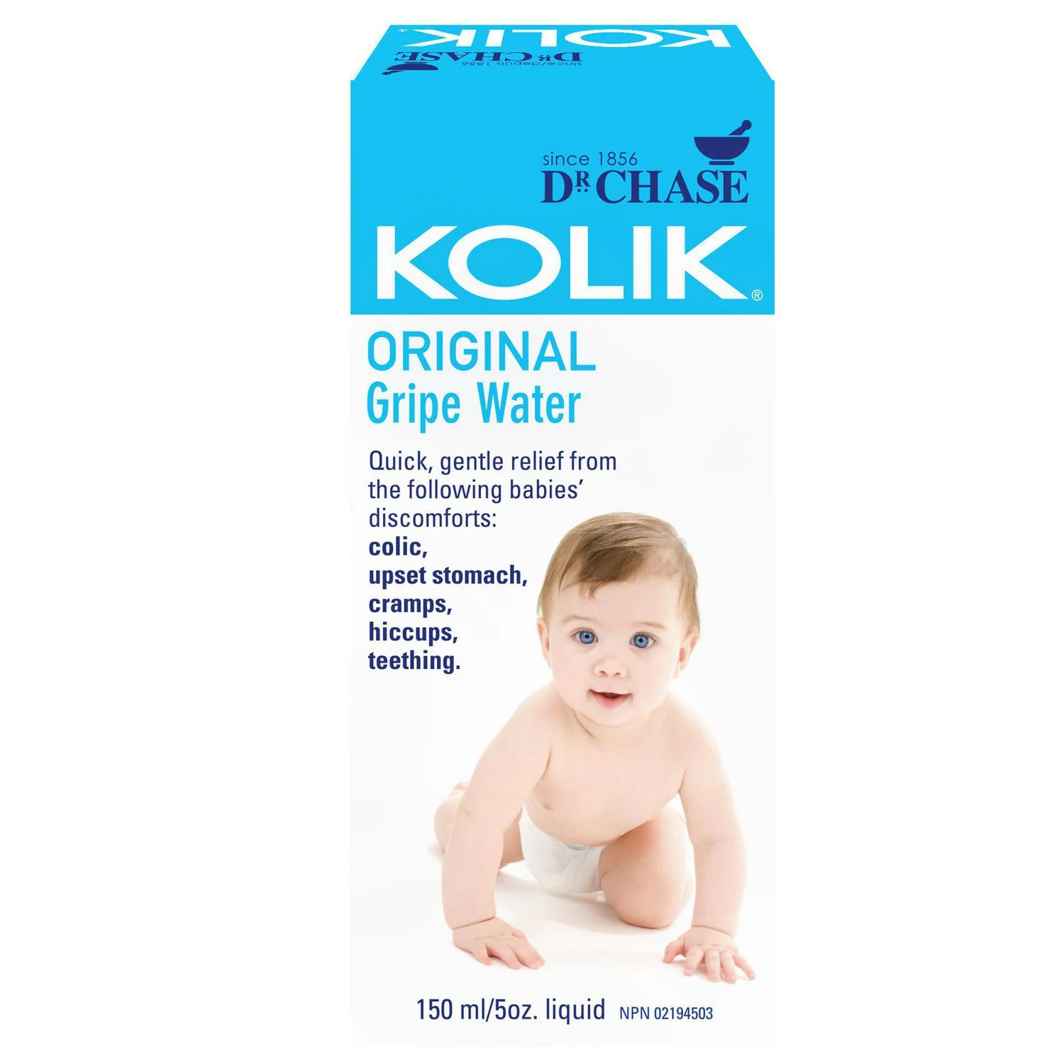 Dr Chase Kolik Original Gripe Water, Quick Gentle Relief from Colic, Upset Stomach, Cramps, Hiccups, Teething - 150mL