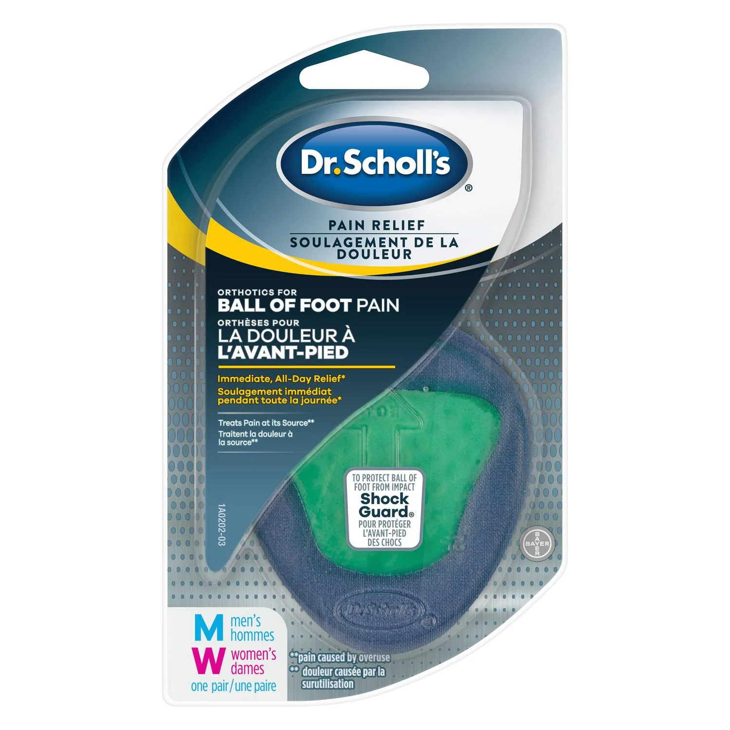 Dr. Scholl's Pain Relief Orthotics for Ball of Foot- Women's and Men's - 1 pair