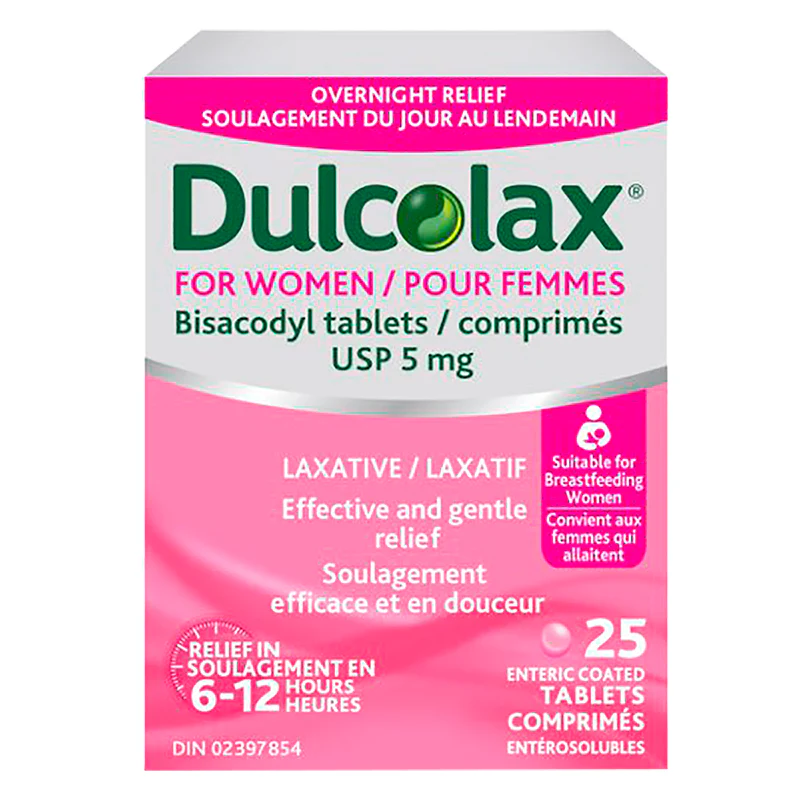 Dulcolax for Women, Bisacodyl Tablets, Stimulant Laxative - 25 tablets x 5 mg