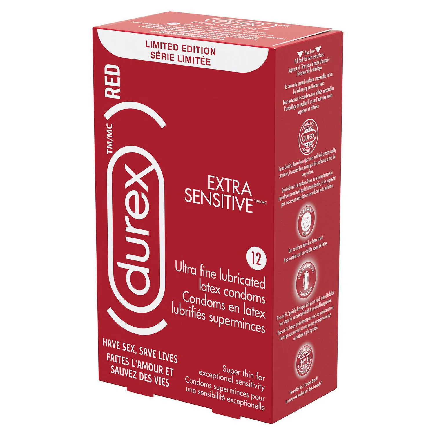 Durex Extra Sensitive Ultra Fine Lubricated Latex Condoms - 12 pieces