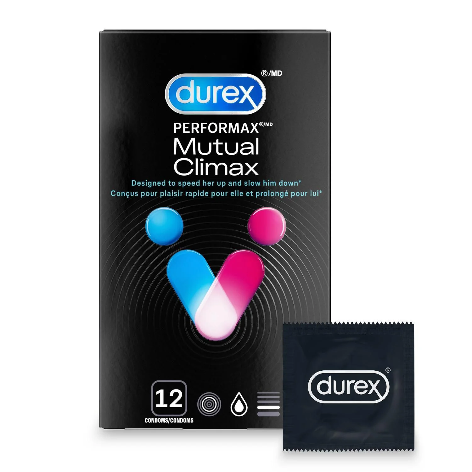 Durex Mutual Climax, Ribbed & Dotted Condoms with Delay Gel - 12 pieces