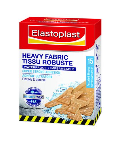 Elastoplast Heavy Fabric, Waterproof Bandages - 15 assorted shapes