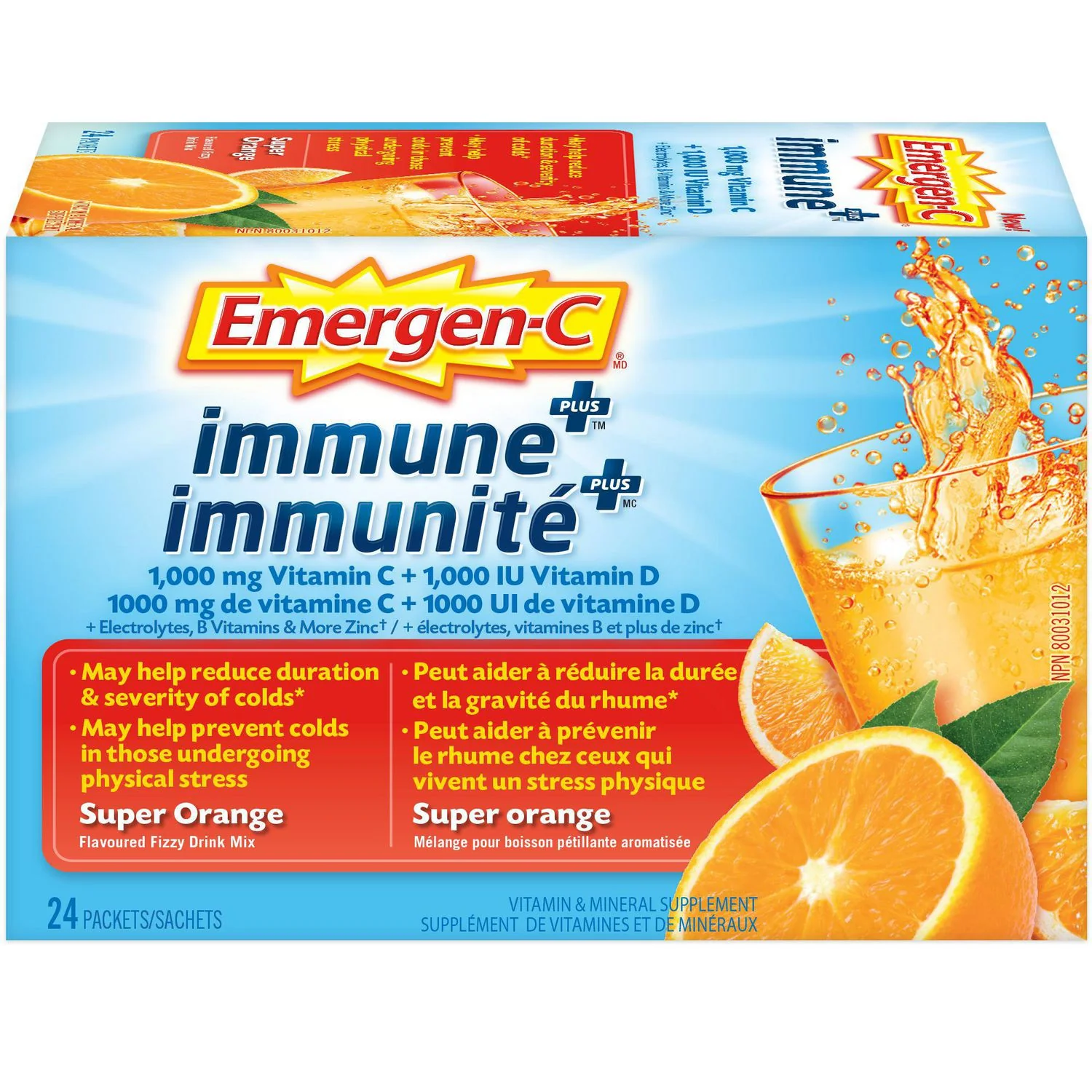 Emergen-C Immune+ 1000 mg Vitamin C + 1000 IU Vitamin D - 24 packets - Image 2