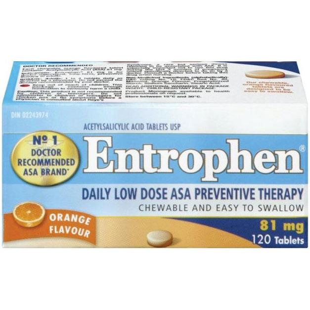 Entrophen Daily Low Dose ASA 81 mg Chewable Orange Flavour - 120 tablets
