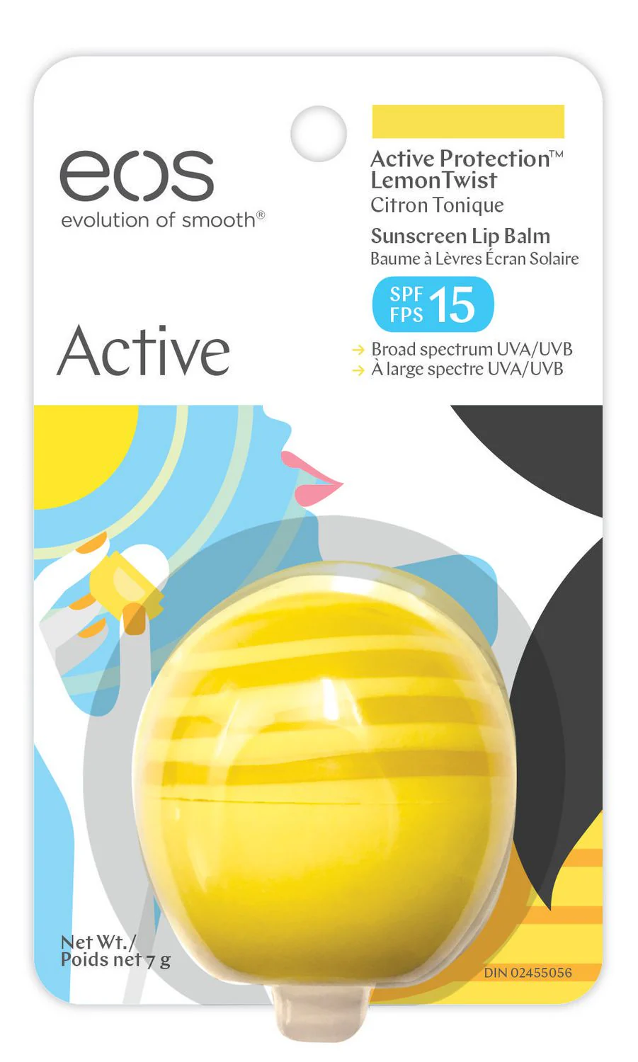 eos Active Protection Sunscreen Lip Balm, SPF 15, Lemon Twist - 7 g