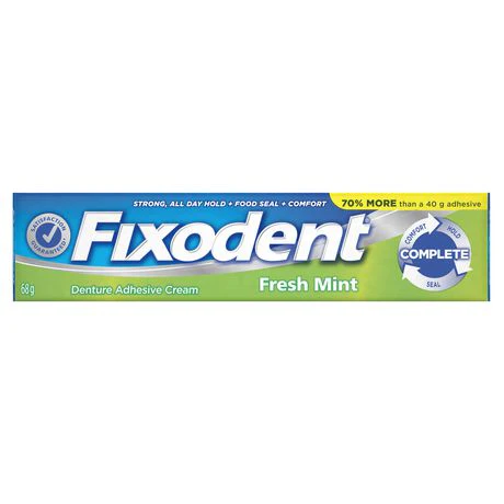 Fixodent Denture Adhesive Cream,  Fresh Mint - 68g
