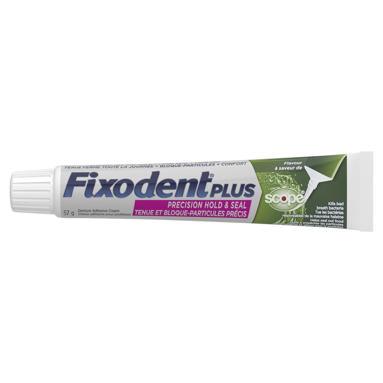 Fixodent Plus Scope, Precision Hold And Seal, Denture Adhesive Cream For Fulls and Partials - 57g