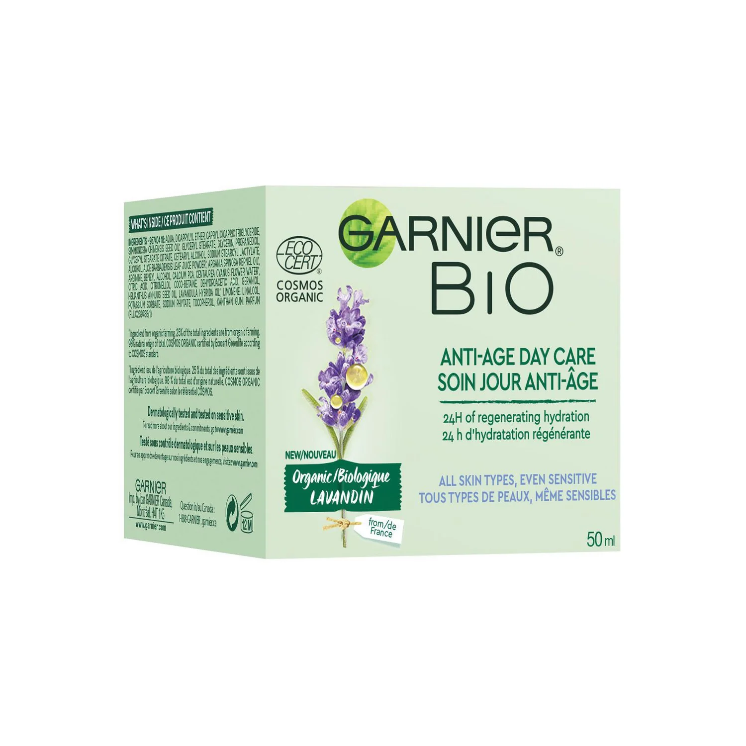 Garnier Bio Anti-Age Day Care, Organic Lavandin, All Skin Types, Even Sensitive - 50 mL