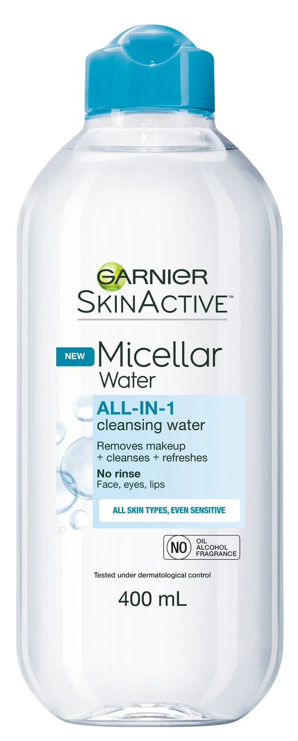 Garnier Micellar Water All In 1 Cleansing Water, No Rinse, All Skin Types, Even Sensitive - 400 mL