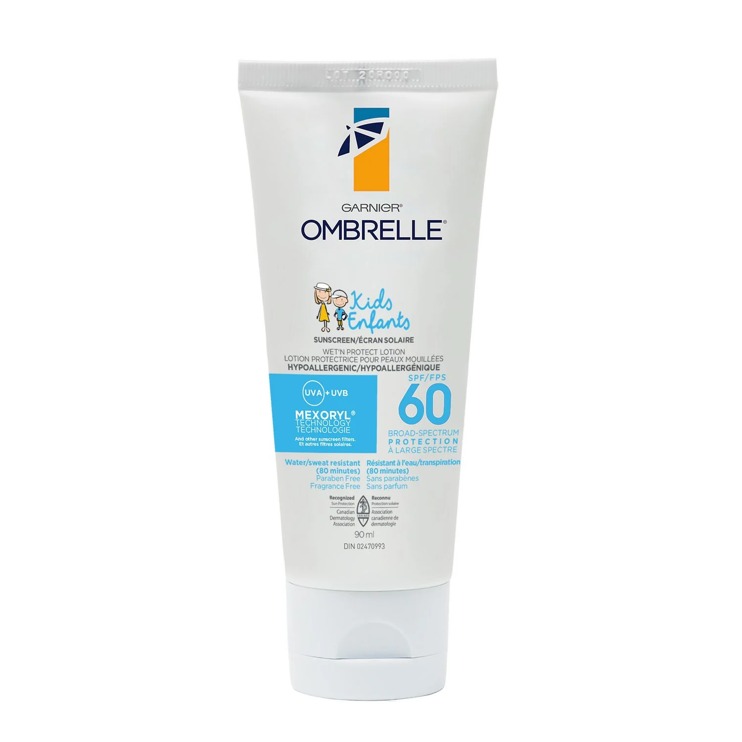 Garnier Ombrelle Kids Sunscreen, Wet'N Protect Lotion, Metroxyl Technology, SPF 60, Water Resistant - 90 mL