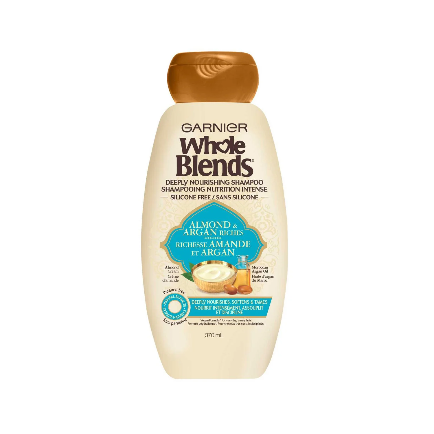 Garnier Whole Blends Deeply Nourishing Shampoo, Almond & Argan Riches - 370 mL
