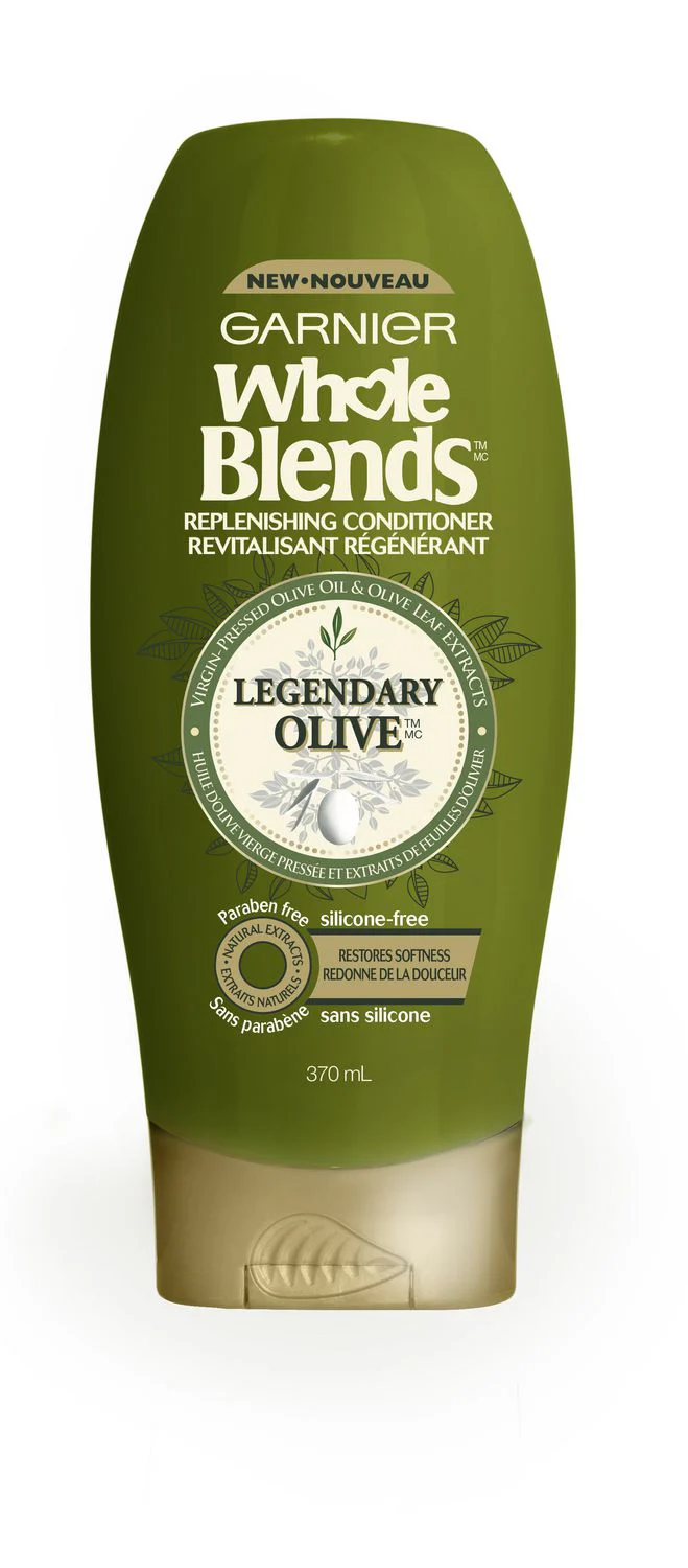 Garnier Whole Blends Replenishing Conditioner, Legendary Olive, Paraben-Free & Silicone-Free - 370 mL