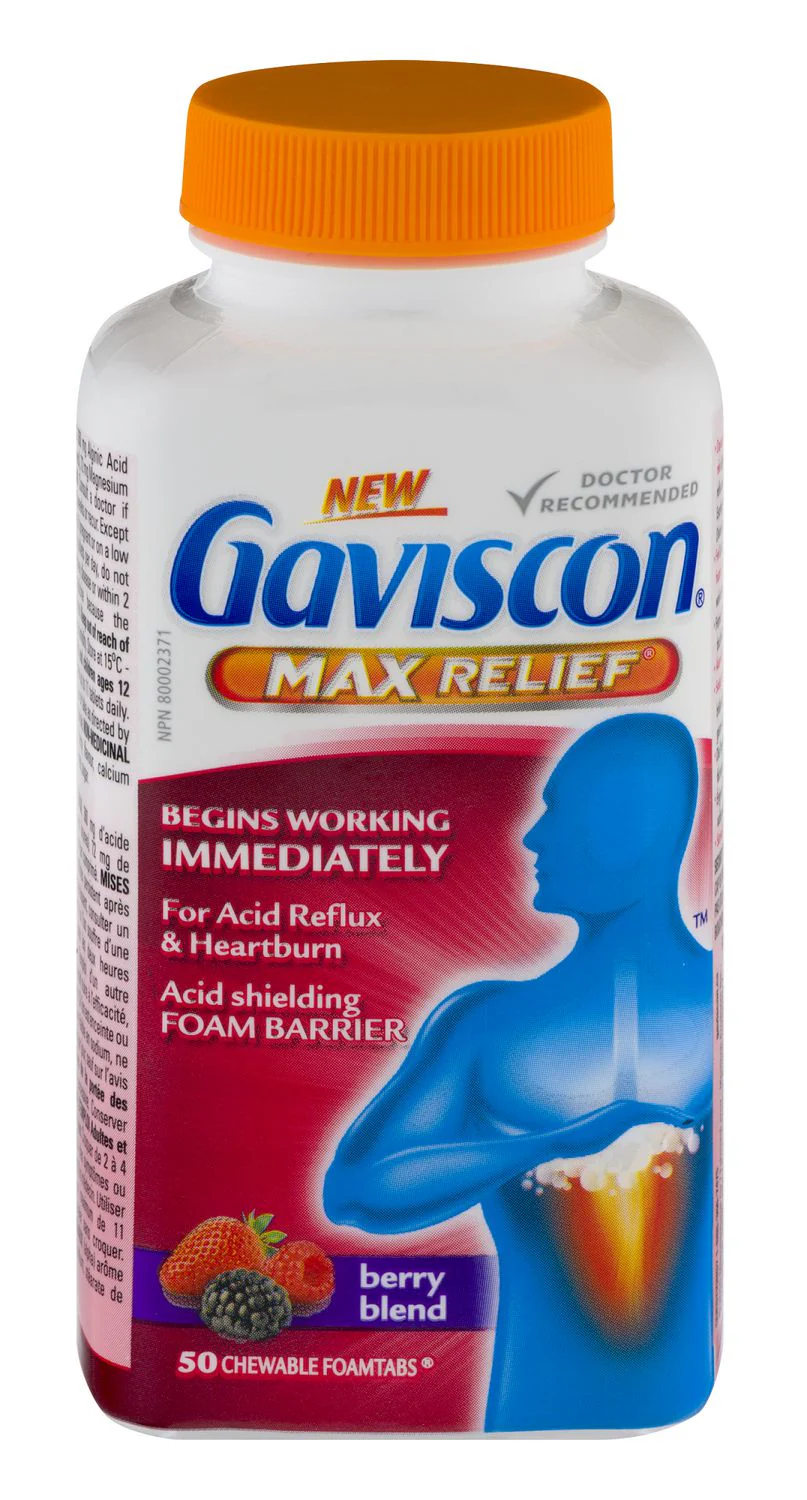 Gaviscon Max Relief Chewable Tablets, Berry Blend - 50 tablets