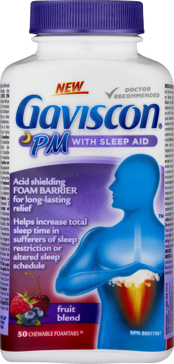 Gaviscon PM with Sleep Aid Chewable Tablets, Fruit Blend - 50 tablets