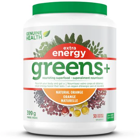 Genuine Health Greens+ Extra Energy, Natural Orange - 399 g powder