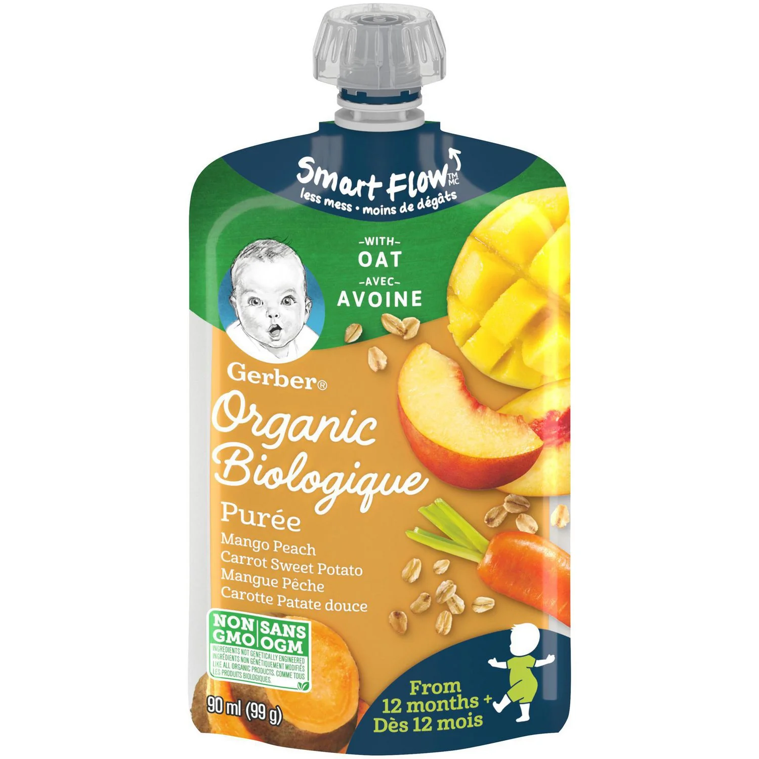 Gerber Organic Puree with Quinoa, Banana Mango, Avocado Vanilla - 90 ml