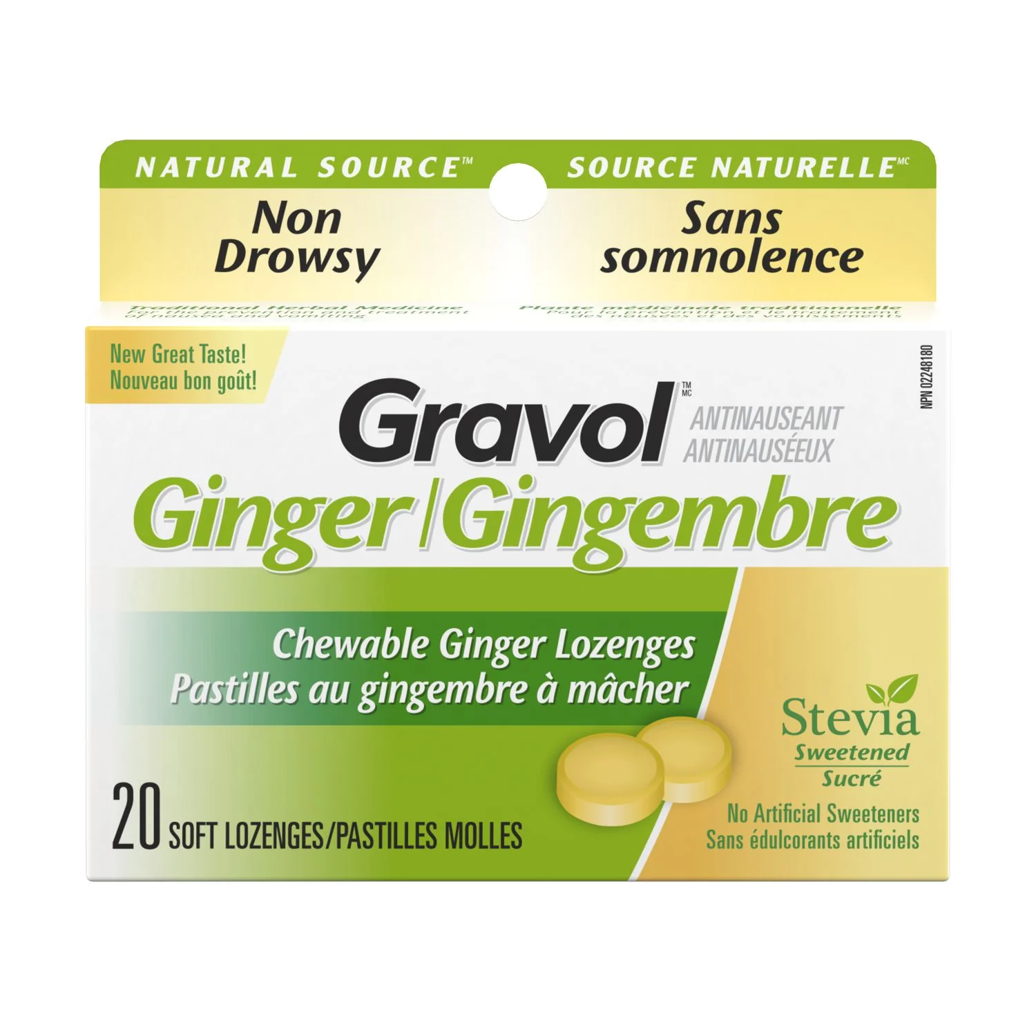 Gravol Ginger Chewable Ginger Lozenges - 20 soft lozenges