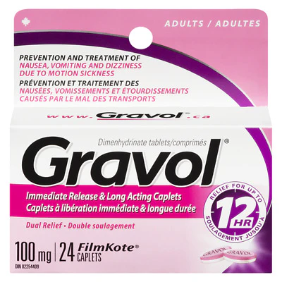 Gravol Immediate Release & Long Acting Caplets - 100 mg x 24 caplets