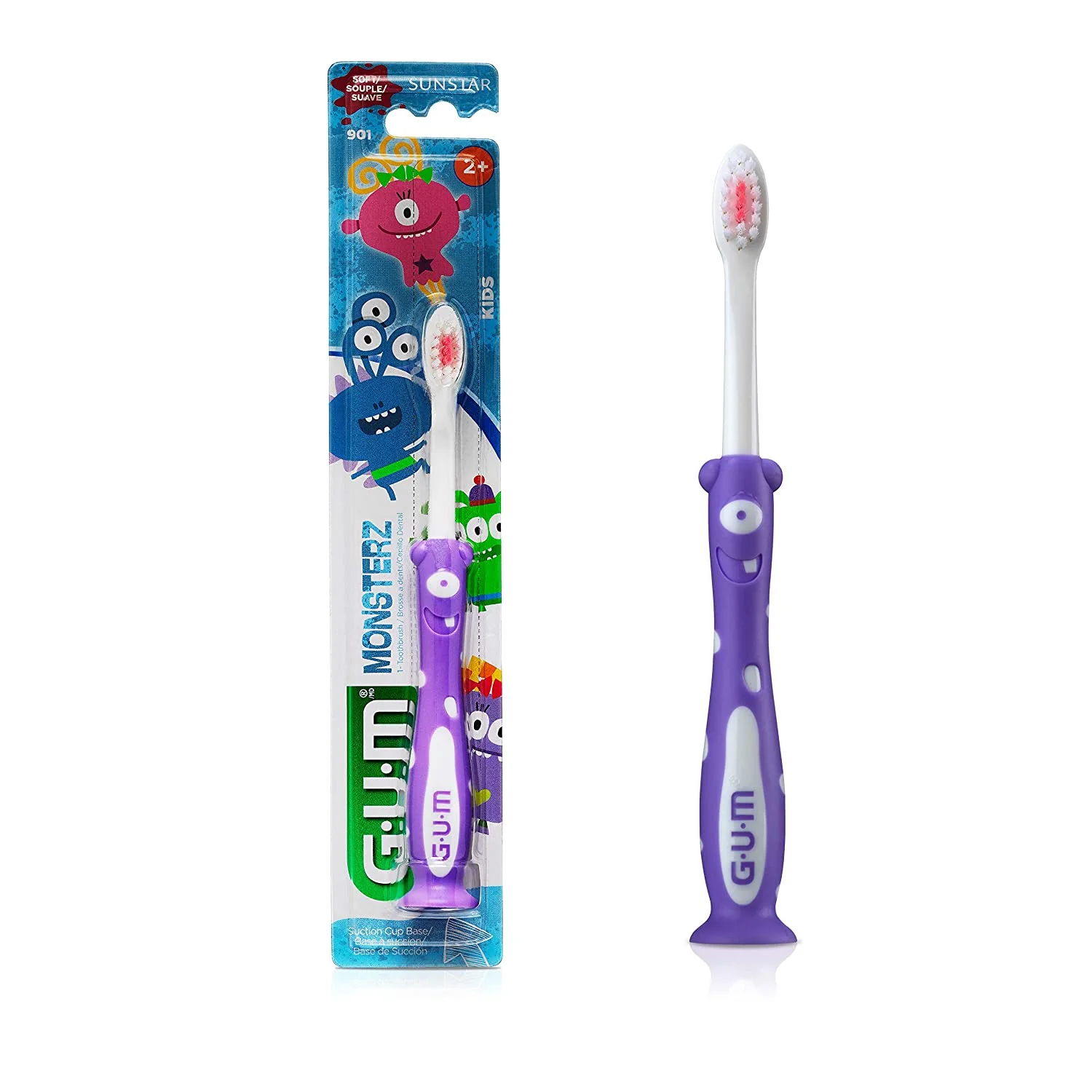 GUM Monsterz Kids and Toddler Toothbrush, Soft, Ages 2+, - 1 unit