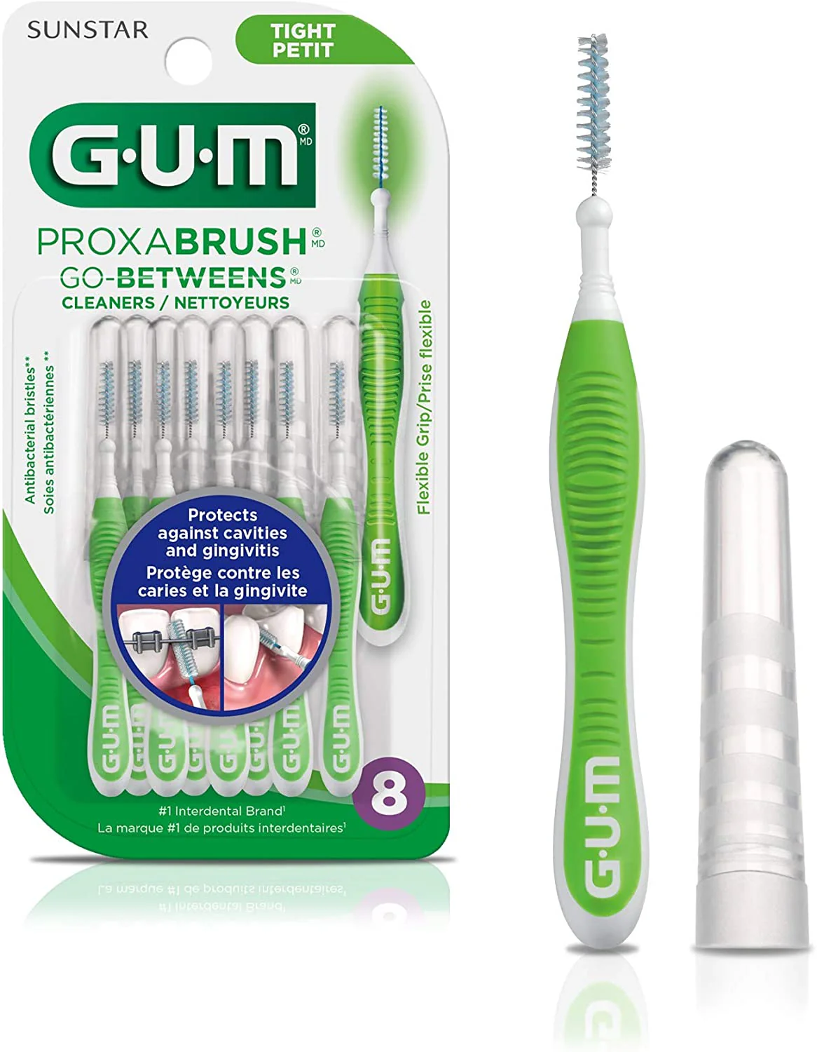 GUM Proxabrush Go-Betweens Dental Cleaners, Tight - 8 picks
