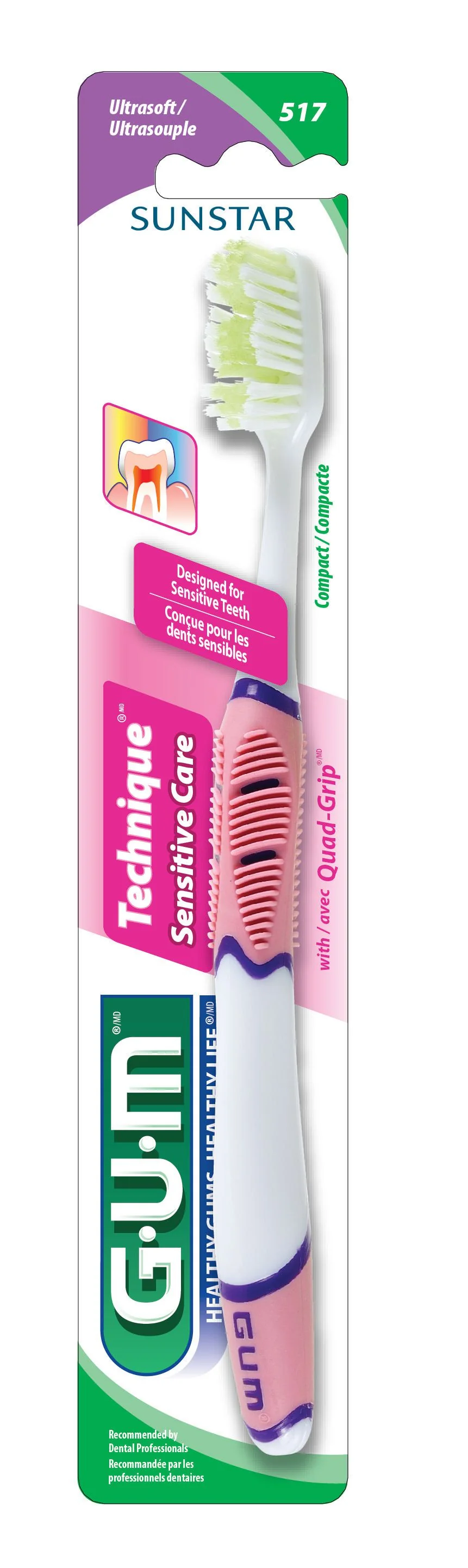 GUM Technique Sensitive Care, With Quad-Grip, Ultra-Soft
