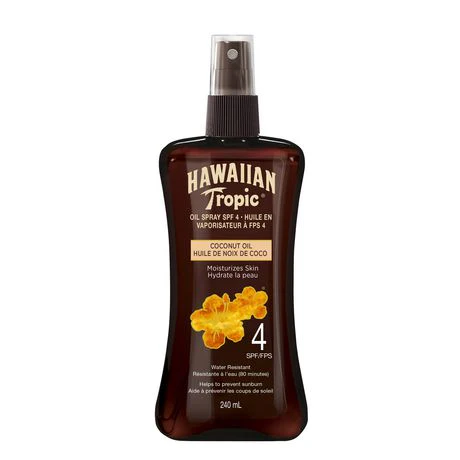 Hawaiian Tropic Oil Spray SPF 4, Coconut Oil, Water Resistant - 240 mL
