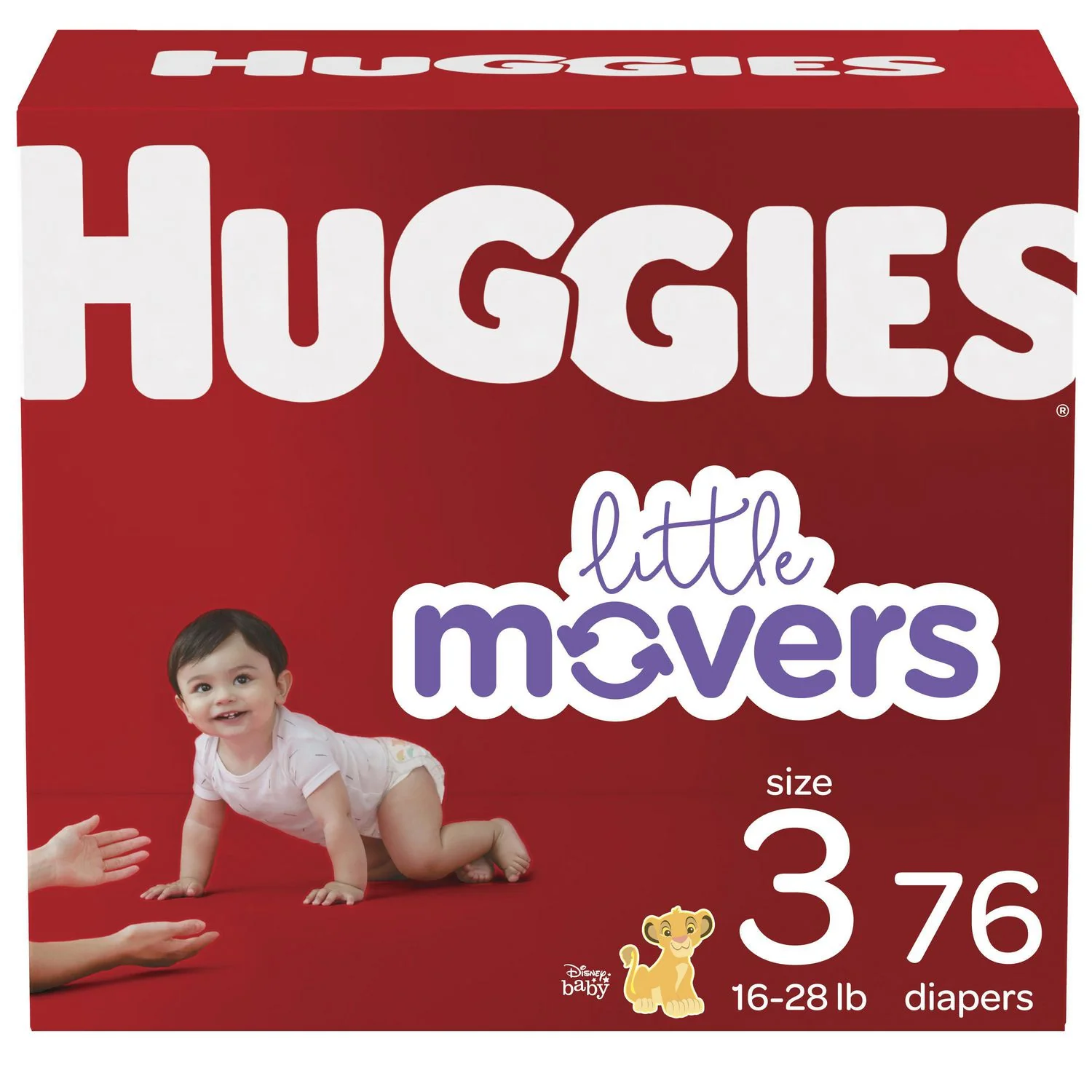 Huggies Little Movers Baby Diapers Size 3, Giga Pack - 76 diapers