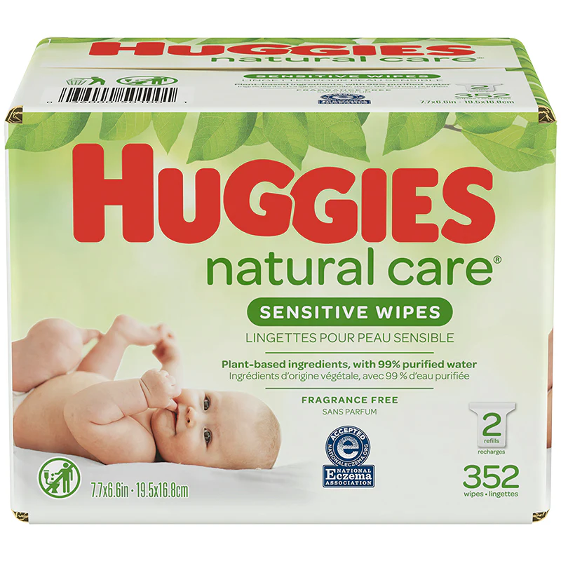 Huggies Natural Care Sensitive Wipes - 2 refills (352 wipes)