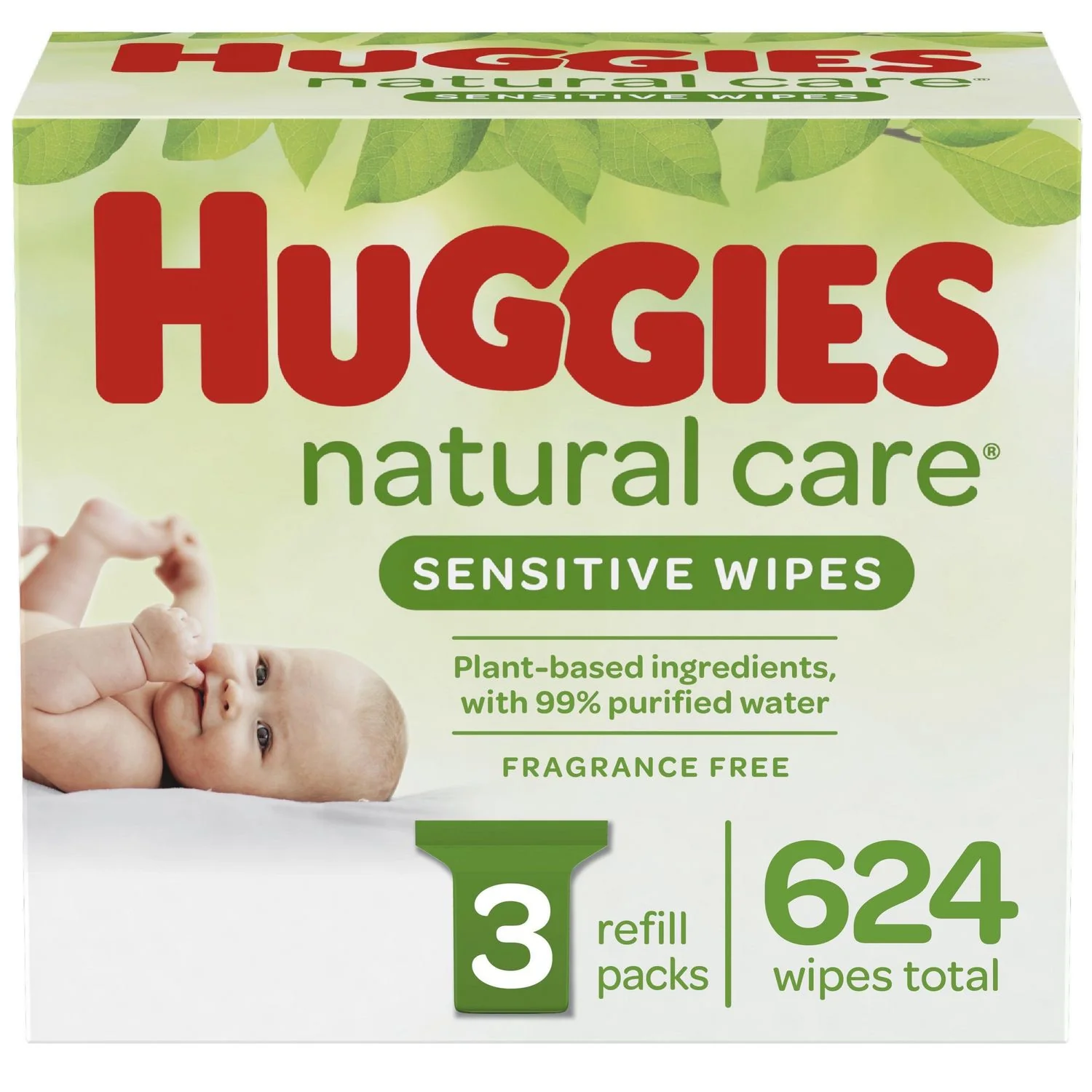Huggies Natural Care Unscented Baby Wipes - 3 refill packs, 624 total wipes