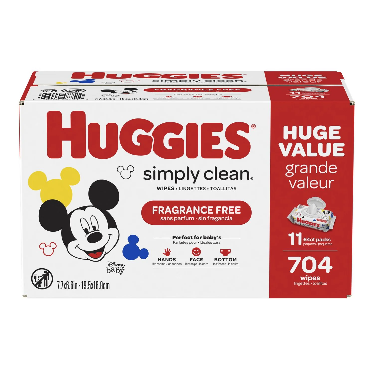 Huggies Simply Clean Fragrance-Free Baby Wipes - 11 packs x 64 wipes
