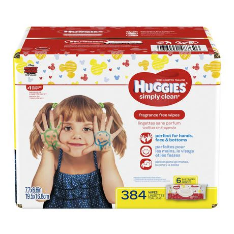 Huggies Simply Clean Fragrance-Free Wipes - 384 wipes (6 packs)