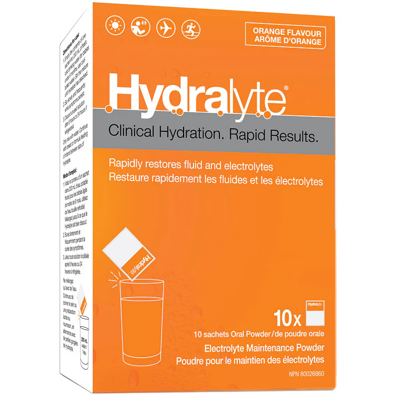 Hydralyte Clinical Hydration Powder, Orange Flavour - 10 sachets