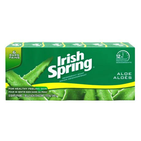 Irish Spring Deodorant Soap, 12H Deodorant Protection, Aloe, Bars - 90g each - Image 2