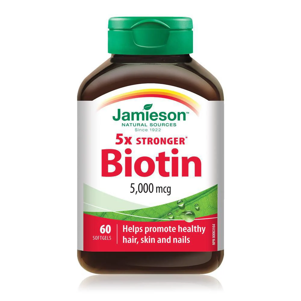 Jamieson 5x Stronger Biotin 5000 mcg - 60 softgels