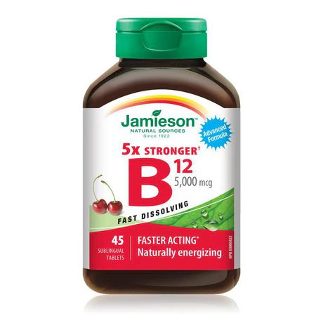 Jamieson 5x Stronger Fast Dissolving Vitamin B12 5000 mcg - 45 sublingual tablets
