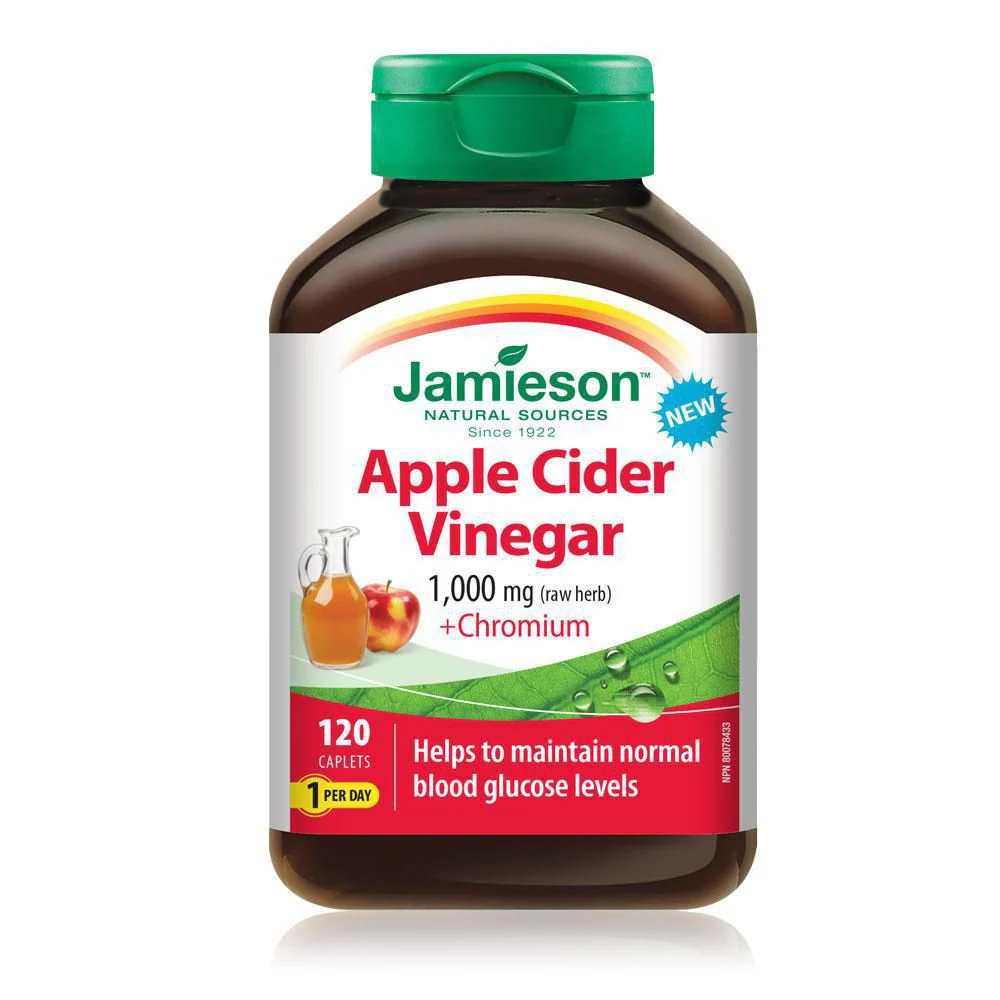 Jamieson Apple Cider Vinegar 1000 mg + Chromium - 120 caplets