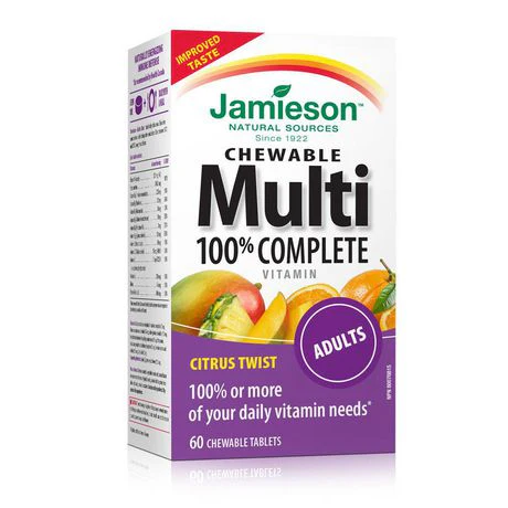 Jamieson Chewable Multi 100% Adults Complete Vitamin, Citrus Twist - 60 chewable tablets