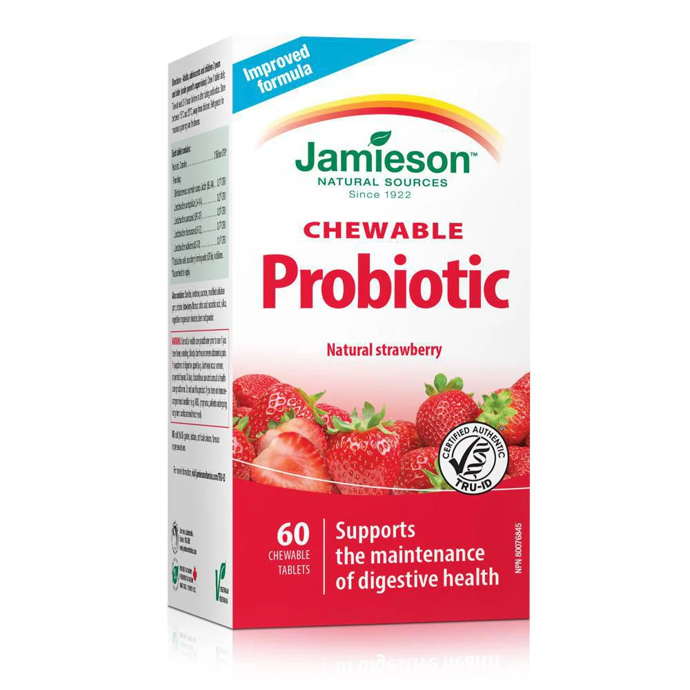 Jamieson Chewable Probiotic, Natural Strawberry - 60 chewable tablets