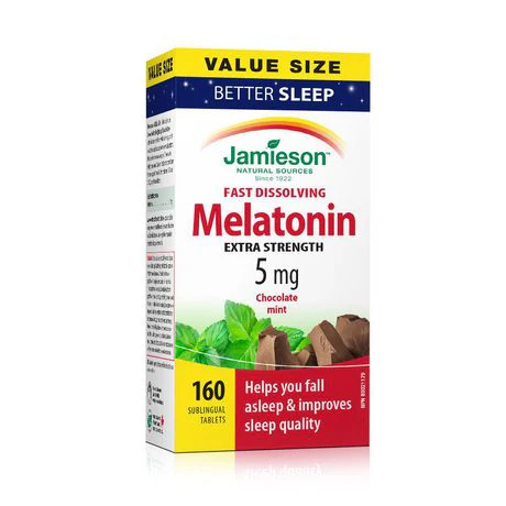 Jamieson Fast Dissolving Melatonin Extra Strength Sublingual Tablets, 5 mg, Chocolate Mint - Image 2