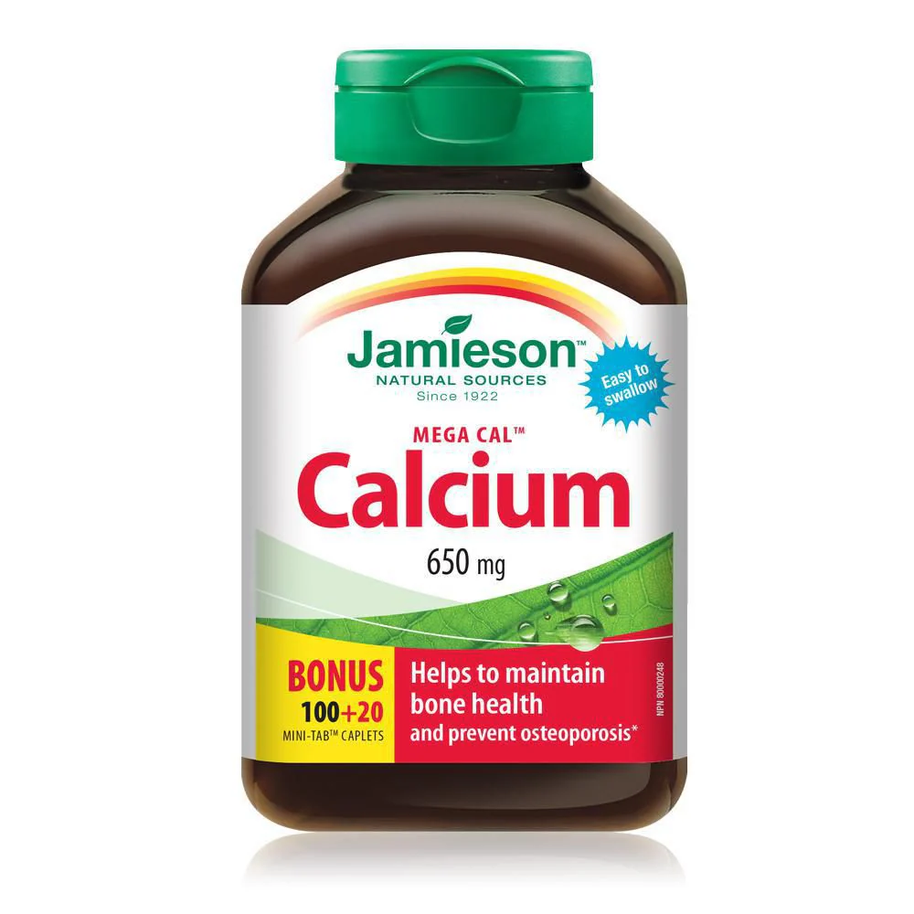 Jamieson Mega Cal Calcium 650 mg - 120 mini-tab caplets